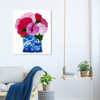 Флорални и ботанически картини за стена принтове 'Джулиан Тейлър-Хиндрангеас ваза' флорални мотиви-Синьо,