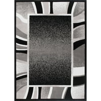 Почетна динами Премиум ризи съвременен Абстрактен пограничен килим, Черен сив, 5 '2 х7 ' 4