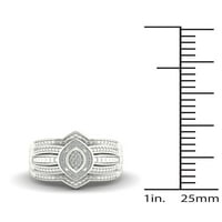 1 10кт ТДВ диамант с стерлинги сребро Маркиза форма клъстер ореол булчински комплект