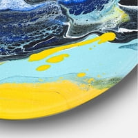 Дизайнарт' абстрактна мраморна композиция в синьо и жълто ' модерен кръг метал Арт-диск от 29