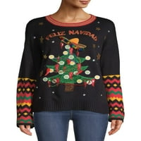 Празнично време на жените Фелиз Навидад Дърво грозен коледен пуловер, размерите варират