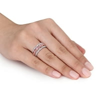 Миабела Дамски карат Т. Г. в. розов сапфир и карат Т. в. диамант 14 карата двуцветен Златен винтидж пръстен