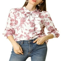 Уникални изгодни Дамски Бохо Флорални печатни риза в врат Путка Блуза Лък