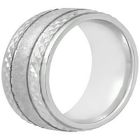 Мъжки Стерлинг сребърен диамант-изрязан ръб пръстен-Мъжка Сватбена халка