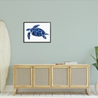 Ступел индустрии синьо петниста морска костенурка морски животни илюстрация Живопис черна рамка изкуство