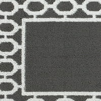 Пере се Устойчив на плъзгане килим, пергола граница, Тъмно сиво и бяло, 26 60