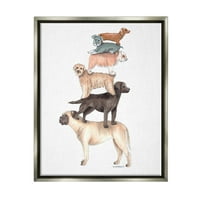 Ступел индустрии смесени подредени породи кучета стоящи балансиране илюстрация графично изкуство блясък сив плаваща рамка платно печат стена изкуство, дизайн от