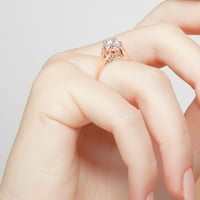Обет и завинаги персонализирани булчински 14к Розово злато над стерлинги сребро брилянтен бял топаз с лист подробно гравиран сватбен пръстен