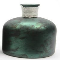 6.75 ботаническа красота ръчно изработена тъмно зелена зелена декоративна стъклена ваза с лента от Рафия