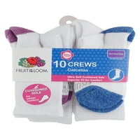 Плодове от тъкачния стан Момичета екипаж Чорапи 10-пакет, размери с-л