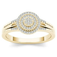 1 6к ТДВ диамант 10к жълто злато клъстер ореол годежен пръстен