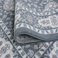 Традиционна зона килим ориенталски Тъмно сиво, крем вътрешен бегач лесен за почистване