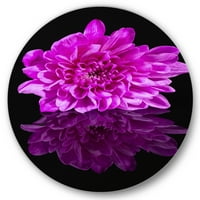 Дизайнарт' единично лилаво цвете от хризантема върху черно отражение ' традиционен кръг метал Арт-диск от