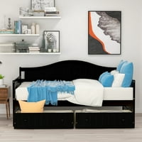 Аукфа дървена кушетка - двоен разтегателен диван рамка с чекмеджета за спалня хол-Еспресо