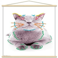 Котка-смешно лице стена плакат с магнитна рамка, 22.375 34