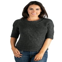 Жените Плътен цвят лакът дължина ръкав Пуловер отгоре