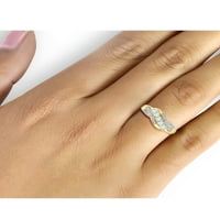 Бижутериклуб Аквамарин Пръстен Рожден Камък Бижута-0. Карат Аквамарин 14к позлатен Сребърен пръстен бижута с бял диамантен акцент-скъпоценни камъни пръстени с хипо
