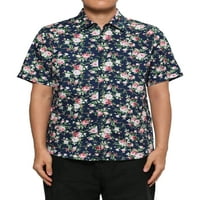 Уникални изгодни мъжки летни бутон Флорален Памук къс ръкав хавайска риза