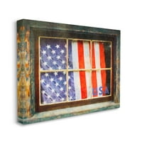 Ступел индустрии патриотични американски флаг Рустик прозорец празнична Начало живопис галерия увити платно