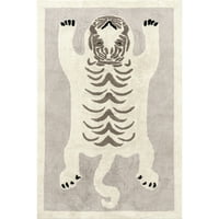 нулум наима Тигър машинно пере Детски акцент килим, 3' 5', слонова кост