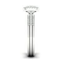 Имперски 1 3кт ТДВ диамант с стерлинги Сребърна възглавница форма клъстер ореол булчински комплект