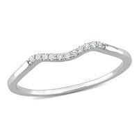 Миабела Дамски диамантен акцент 10кт Бяло Злато Шеврон сватбен пръстен