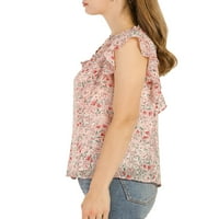 Уникални изгодни Дамски флорални разрошване в врата капачка ръкави блуза отгоре