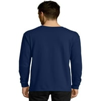 Ханес есенциални Мъжки памучна тениска с дълъг ръкав атлетичен флот 3ХЛ