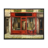 Дизайнарт 'червена фасада на очарователен магазин на улица Париж' Френска кънтри рамка платно за стена арт