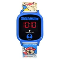 Нинтендо Супер Марио братя Унисе Детски светодиоден часовник със силиконова каишка в синьо-ГСМ4061ВМ