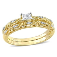 Миабела Дамски карат Т. В. принцеса-шлифован и кръгъл диамант 10кт жълто злато 2-бр. булчински комплект