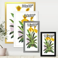 Дизайнарт 'Жълта Реколта Орхидея' Традиционна Рамка Арт Принт