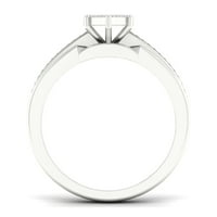 1 4к ТДВ диамант с Стерлинг Сребро Маркиза форма клъстер булчински комплект