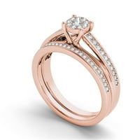 Карат Т. в. диамантен пръстен 10кт Розово злато клъстер годежен пръстен