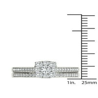 5 8кт ТДВ диамант с Стерлинг Сребро квадратна форма клъстер булчински комплект