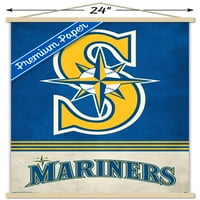 Сиатъл Маринърс-ретро лого плакат за стена с дървена магнитна рамка, 22.375 34