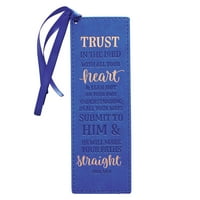 Християнски Подаръци за изкуство синя кожена отметка доверие в Господа-Притчи 3: библейски стих вдъхновяващ маркер за жени със сатенена панделка Пискюл
