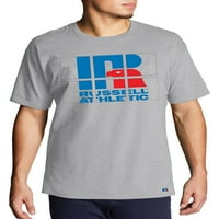 Ръсел Атлетик Мъжки голям & висок Гео лого графичен тениска, размери ЛТ-6ХЛ