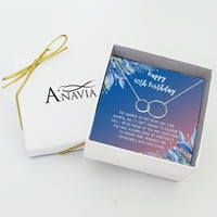 Анавия Честит 40-ти рожден ден подаръци от неръждаема стомана мода колие карта за рожден ден бижута подарък за нея, подарък за рожден ден за мама-[Сребърен Инфинити д