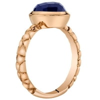 Ораво КТ овална форма създаде син сапфирен пръстен в 14к Розово злато