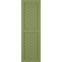 Екена Милуърк 18 в 58 х вярно Фит ПВЦ Две панел Шеврон модерен стил фиксирани монтажни щори, мъх зелен