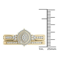 Империал 1 2кт ТДВ диамант 14к жълто злато Маркиза клъстер ореол реколта стил булчински комплект