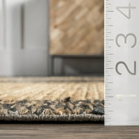 Абстрактен кариран килим от юта, 8' 10', Натурален