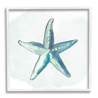 Ступел Индъстрис приглушена синя водна Морска Звезда графично изкуство бяла рамка изкуство печат стена изкуство,
