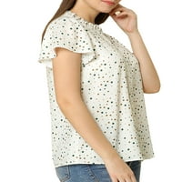 Уникални изгодни Дамски точки печат разрохкване къс ръкав бутон блуза риза