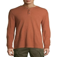 Мъжка и голяма мъжка термична риза с дълъг ръкав Хенли, размери до 5ХЛ