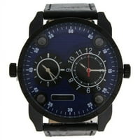 АГ3736 - черен черен кожен часовник от Луи Вилиърс за мъже-Гледайте