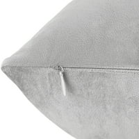 Клара Кларк Плюш Плътен декоративен микрофибър квадратно покритие възглавница с хвърли възглавница вложка за диван, Сребро, 18 х18