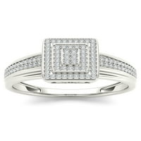 1 10кт ТДВ диамантен Сребърен клъстер ореол годежен пръстен