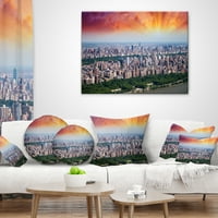 Дизайнарт Ню Йорк красива Манхатън силует - градски пейзаж хвърли възглавница-16х16